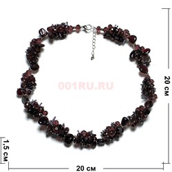 Бусы ежик из граната 45 см + бусины циркона - фото 206354