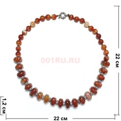 Бусы из коричневого агата 10 мм 50 см + большая граненая бусина - фото 207198