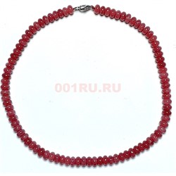 Бусы 45 см 8 мм из турмалина малиновый цвет (приплюснутая бусина) - фото 207246