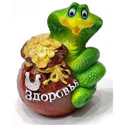 Змея из полистоуна копилка (2279) с мешком денег символ 2025 года - фото 212716