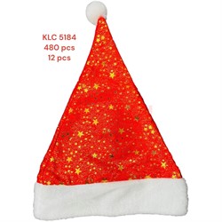 Колпак новогодний (KLC-5184) красный 12 шт/упаковка - фото 215305