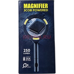 Лупа с LED 250 Lumen c подсветкой на 2АА батарейки - фото 215759