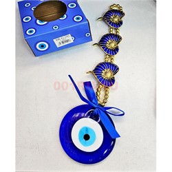 Сглаз стеклянный (G-292) с цветком 85 мм - фото 215852