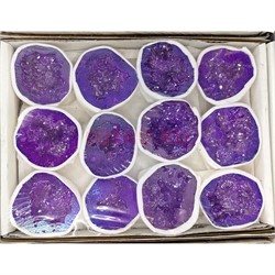 Набор минералов пирит половинка жеода цвет ярко-фиолетовый цена за набор - фото 216375