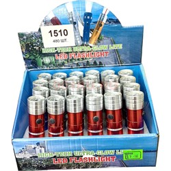 Фонарик алюминиевый (1510) цветной 11 см 24 шт/упаковка - фото 216596