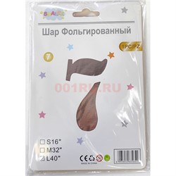 Воздушные шары цвет розовое золото цифра «7» размер 40 дюймов - фото 217218