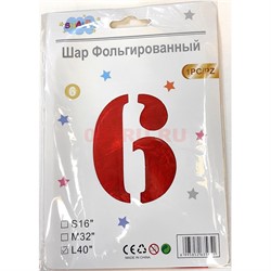 Воздушные шары цвет красный цифра «6» размер 40 дюймов - фото 217245