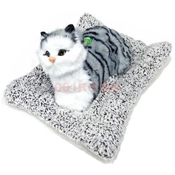 Игрушка мягкая Кошка на подстилке мяукает 12 шт/упаковка - фото 217731