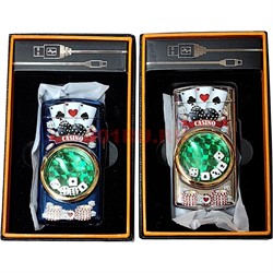 Зажигалка USB двойной разряд Casino с кубиками - фото 218836