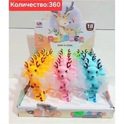 Вентилятор ручной двойной (3393) олень Reindeer 18 шт/упаковка - фото 219333