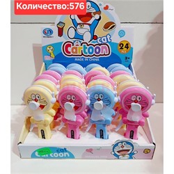 Вентилятор ручной (3389) Котик 24 шт/упаковка - фото 219343