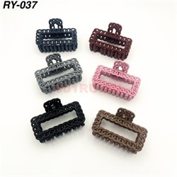 Краб для волос (RY-037) пластмассовый цветной 12 шт/упаковка - фото 222842