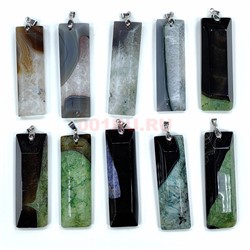 Подвеска из агата прямоугольная длинная натуральный минерал - фото 227714