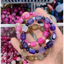 Браслет из агата круглые бусины + галтовка 12-15 цветов - фото 228282