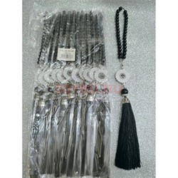 Четки мусульманские (CK-B338) черные бусины стекло 12 шт/упаковка - фото 228540