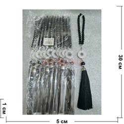 Четки мусульманские (CK-B338) черные бусины стекло 12 шт/упаковка - фото 228541