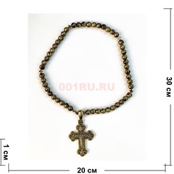 Четки с крестом (B-343) желтый цвет 50 бусин 12 шт/упаковка - фото 228558