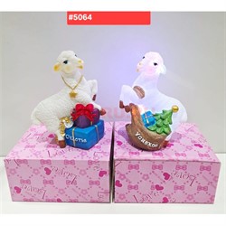 Фигурка из полистоуна светящийся (5064) Баран Козел с подарками - фото 229277