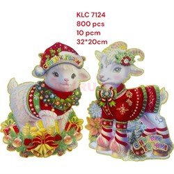 Картинка новогодняя 2 размер 20x32 см Барашки и Козлики (7124) символ 2027 года - фото 230021
