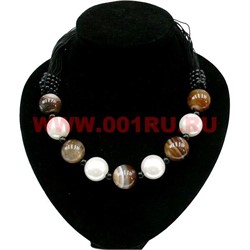 Бусы из жемчуга (майорка) и агата коричневого - фото 45625