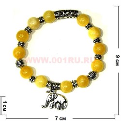 Браслет из желтого опала 10 мм с фурнитурой (прессовка) - фото 45672