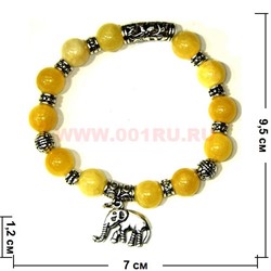 Браслет из желтого опала 12 мм с фурнитурой (прессовка) - фото 45813