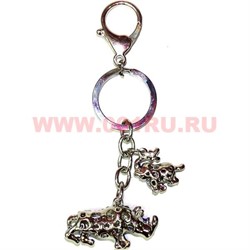 Брелок ФэнШуй "Носорог и слон" из металла 2 качество - фото 46803