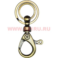 Карабин брелок цвет бронза двойное кольцо 12 шт/упаковка - фото 49496