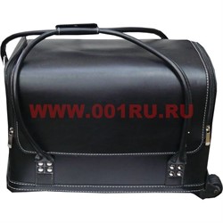 Шкатулка-чемодан на колесах 2-ярусная черная 30*25*45 - фото 50105