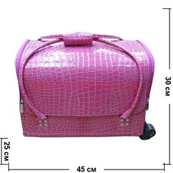 Шкатулка-чемодан на колесах 2-ярусная розовая 30*25*45 - фото 50128