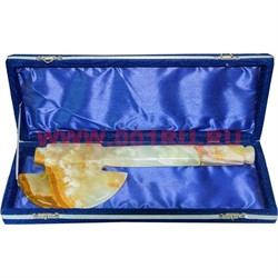 Топорик из оникса 28 см в бархатной коробочке - фото 51373