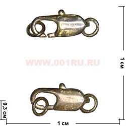 Фурнитура замочки для бус маленькие с 2 колечками, цена за 100 шт - фото 51447