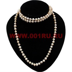 Бусы жемчуг розовый 120 см 7 мм - фото 51856