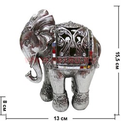 Слоник 15 см из полистоуна серебрянный (703) 24 шт/кор - фото 52122