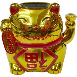 Кот Манэки-нэко на солнечных батареях золотой, 120 шт/кор - фото 52210