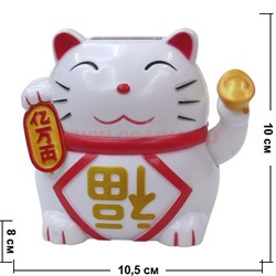 Кот Манэки-нэко на солнечных батареях белый, 120 шт/кор - фото 52228