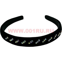 Ободок для волос бархатный со стразами, 12 шт\уп - фото 53286