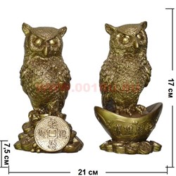 Нэцке 2 Совы из полистоуна 17 см цена за пару - фото 55689