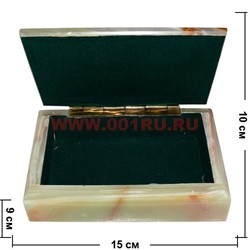 Шкатулка из оникса 13 см длина 4х6 дюймов в картонной коробочке - фото 56032