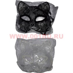 Маска Кошки черное и белое кружево - фото 56083