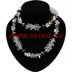 Бусы из жемчуга, топаза и горного хрусталя 85 см - фото 56580