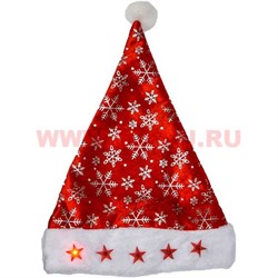 Колпак новогодний "снежинки" со светящимися звездами 12 шт/уп - фото 56824