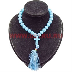 Четки с крестиком из молодой (голубой) бирюзы 12 мм - фото 58296