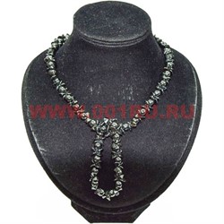 Набор бусы с браслетом из циркона черные - фото 58351
