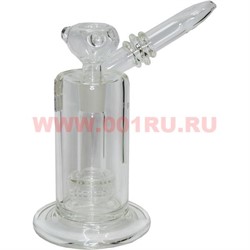 Бонг стеклянный прозрачный (D-020) 18 см высота - фото 58541