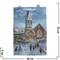 Пакет подарочный новогодний с блестками 26х32см (6231), цена за 20 шт - фото 59872