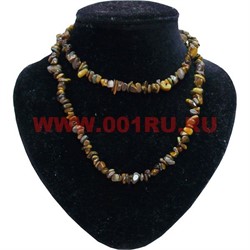 Нитка бусин тигровый глаз 80см натуральный камень - фото 60951