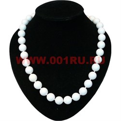 Бусы из белого агата 14 мм круглые 60 см - фото 61157