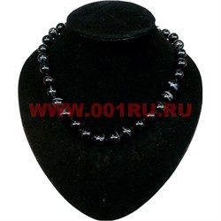 Бусы из черного агата 12 мм - фото 61183