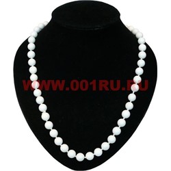 Бусы из белого агата 10 мм круглые 60 см - фото 61275